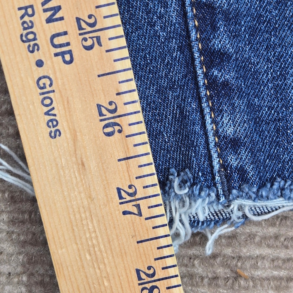 Old Navy Womens 22 Blue Distressed O.G. Straight High Rise Raw Hem Jeans - Picture 6 of 11